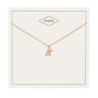Fossil Letter A Rose Gold-tone Stainless Steel Necklace  Jewelry - Jf03034791