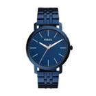Fossil Luther Three Hand Ocean Blue Stainless Steel Watch  Jewelry - Bq2324