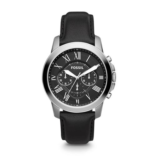 Fossil Grant Chronograph Black Leather Watch   - Fs4812ie