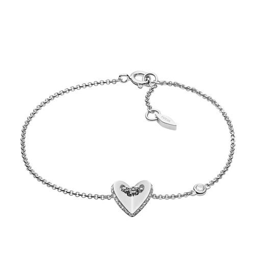 Fossil Sterling Silver Folded Heart Bracelet  Jewelry - Jfs00424040