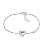 Fossil Sterling Silver Folded Heart Bracelet  Jewelry - Jfs00424040