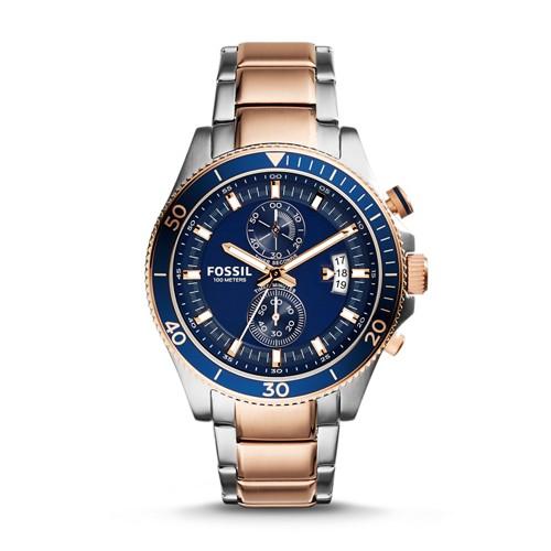 Fossil Wakefield Chronograph Two-tone Stainless Steel Watch Ch2954 Blue