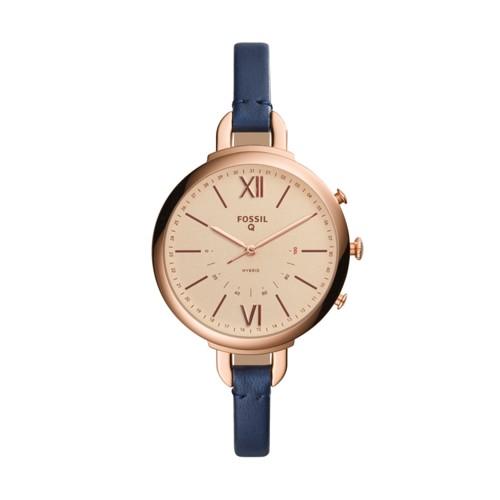 Fossil Hybrid Smartwatch - Q Annette Blue Leather  Jewelry - Ftw5022