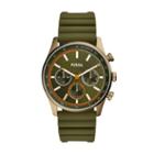 Fossil Sullivan Multifunction Olive Green Silicone Watch  Jewelry - Bq2446