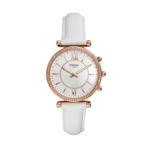 Fossil Hybrid Smartwatch - Carlie White Leather  Jewelry - Ftw5043