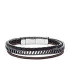 Fossil Vintage Casual Multi-strand Black Leather Bracelet  Jewelry - Jf02828040
