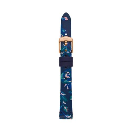 Fossil 14mm Navy Floral Print Leather Strap   - S141197