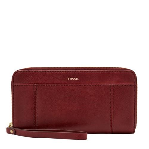 Fossil Jori Rfid Zip Clutch  Wallet Cabernet- Swl3008607