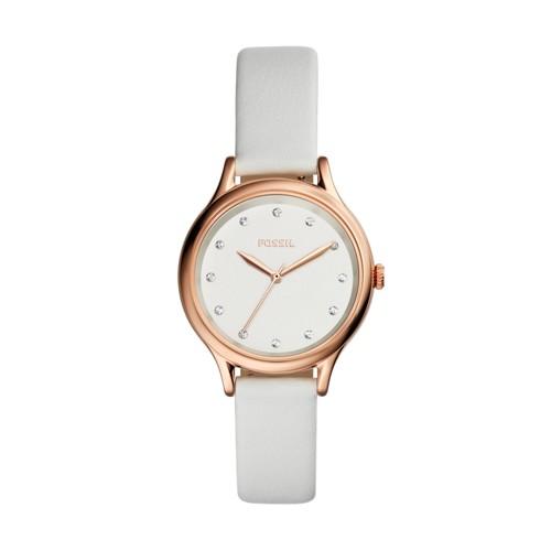 Fossil Laney Three-hand White Leather Watch  Jewelry - Bq3354