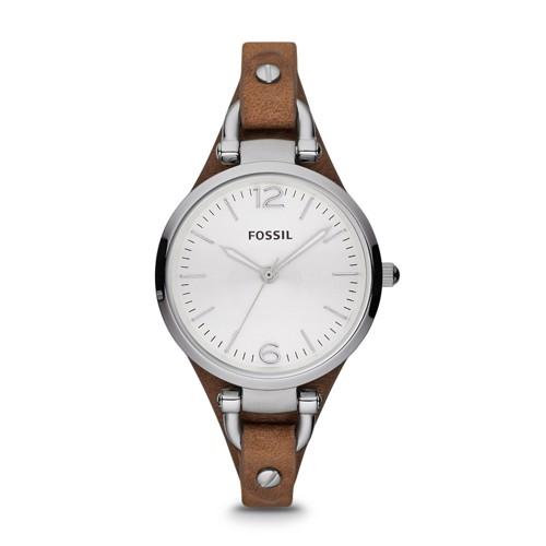 Fossil Georgia Brown Leather Watch   - Es3060