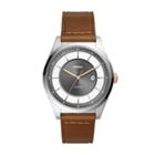 Fossil Mathis Three-hand Date Light Brown Leather Watch  Jewelry - Fs5421
