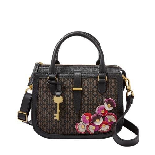 Fossil Ryder Mini Satchel Handbag Black/brown- Zb7770015