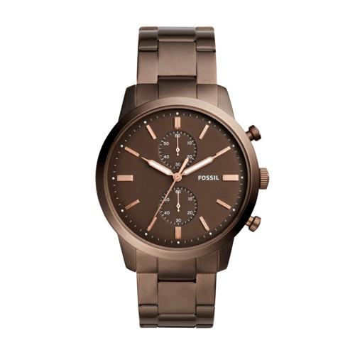 Fossil Townsman 44mm Chronograph Brown Stainless Steel Watch  Jewelry - Fs5347