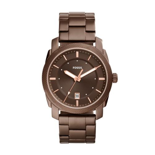 Fossil Machine Three-hand Date Brown Stainless Steel Watch  Jewelry - Fs5370