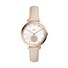 Fossil Jacqueline Multifunction Winter White Leather Watch  Jewelry - Es4471