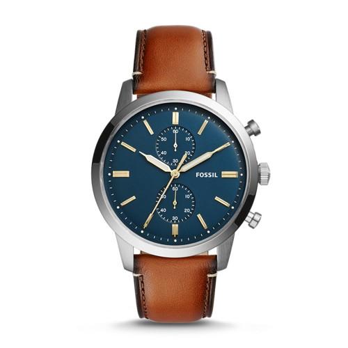 Fossil Townsman 44mm Chronograph Luggage Leather Watch  Jewelry - Fs5279