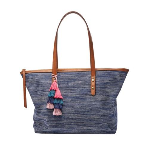 Fossil Jenna Tote  Handbag Denim- Shb1876423