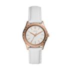 Fossil Adalyn Three-hand White Leather Watch  Jewelry - Bq3486