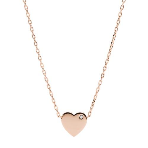 Fossil Heart Rose Gold-tone Stainless Steel Necklace  Jewelry - Jof00463791
