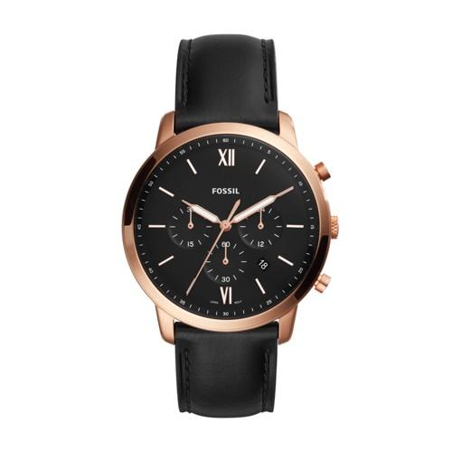 Fossil Neutra Chronograph Black Leather Watch  Jewelry - Fs5381