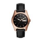 Fossil The Curator Series Fossil X Benjamin Vandiver Three-hand Day-date Black Leather Watch  Jewelry - Cs5000