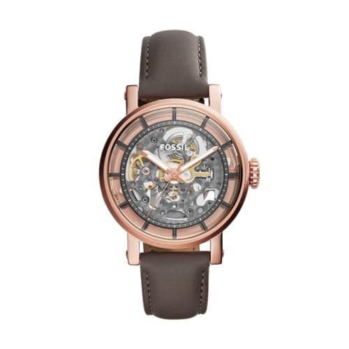 Fossil Original Boyfriend Automatic Gray Leather Watch  Jewelry - Me3089