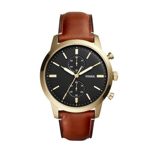 Fossil Townsman 44mm Chronograph Light Brown Leather Watch Jewelry - Fs5338