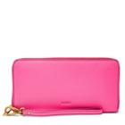 Fossil Emma Rfid Large Zip Clutch  Wallet Neon Pink- Sl7153673