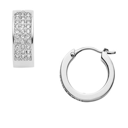 Fossil Pavã© Stainless Steel Huggie Hoops  Jewelry Silver- Jof00168040