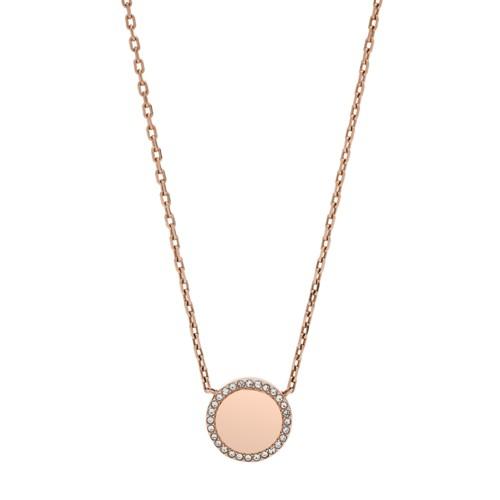 Fossil Pavã© Disc Rose Gold-tone Stainless Steel Necklace  Jewelry Rose Gold- Jof00491791