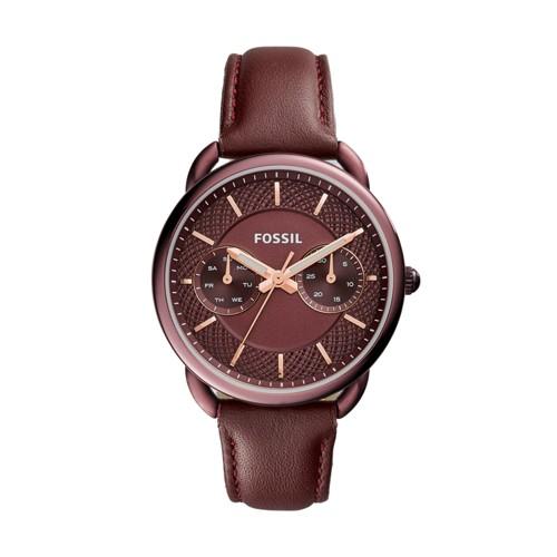 Fossil Tailor Multifunction Wine Leather Watch  Jewelry - Es4121