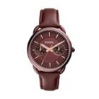 Fossil Tailor Multifunction Wine Leather Watch  Jewelry - Es4121