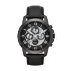 Fossil Grant Automatic Black Leather Watch   - Me3028
