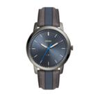 Fossil Minimalist Three-hand Striped Blue And Gray Leather Watch  Jewelry - Fs5555