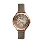 Fossil Suitor Mechanical Brown Leather Watch  Jewelry - Bq3265