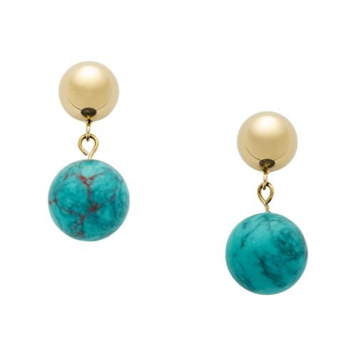 Fossil Double Circle Gold-tone Stainless Steel Drop Earrings  Jewelry - Jof00505710