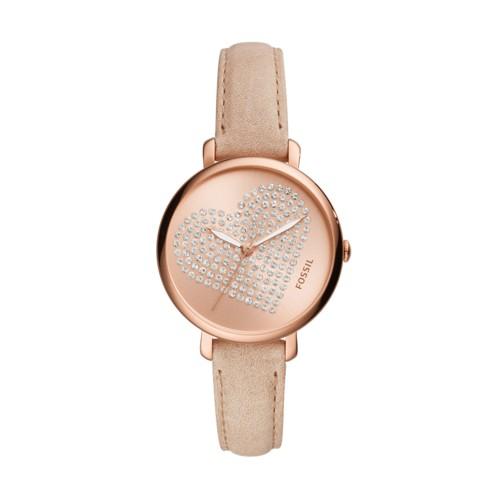 Fossil Jacqueline Three-hand Pastel Pink Leather Watch  Jewelry - Es4376