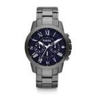 Fossil Grant Chronograph Smoke Stainless Steel Watch Fs4831 Blue