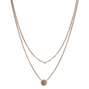 Fossil Double Gray Mother-of-pearl Disc Pendant Necklace  Jewelry - Jf02953791