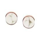 Fossil White Reconstituted Marble Rose Gold-tone Steel Studs  Jewelry Rose Gold- Jof00377791