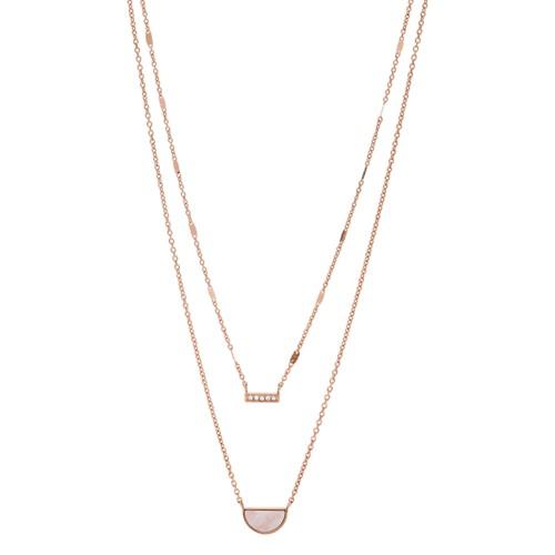 Fossil Duo Half Moon Rose Gold-tone Stainless Steel Necklace  Jewelry - Jf03135791