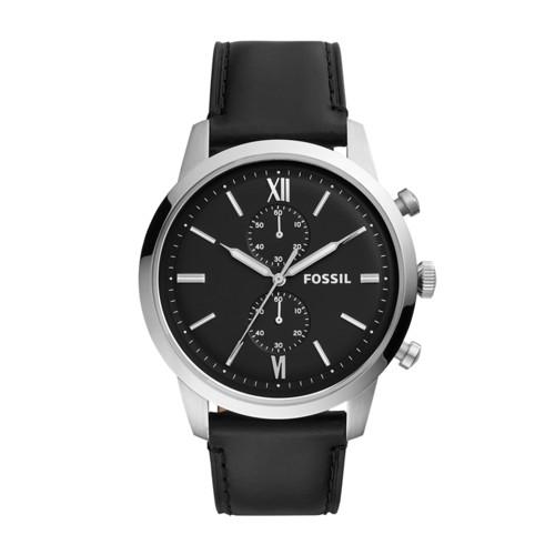 Fossil Townsman Chronograph Black Leather Watch  Jewelry - Fs5548