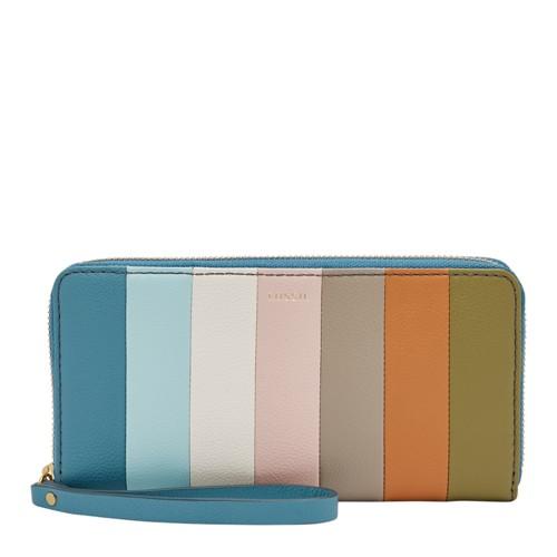 Fossil Jori Rfid Zip Clutch Wallet Colorful Stripes- Swl2174875