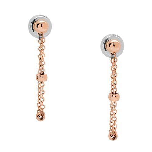Fossil Rose Gold-tone Front-back Chain Drop Earrings  Jewelry - Jf02970791