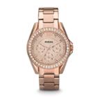 Fossil Riley Multifunction Rose-tone Stainless Steel Watch   - Es2811