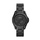 Fossil Riley Multifunction Black Stainless Steel Watch  Jewelry - Es4519