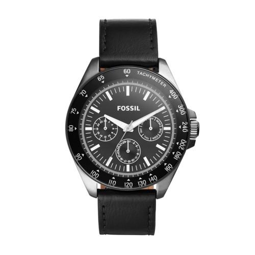 Fossil Neale Multifunction Black Leather Watch  Jewelry - Bq2293