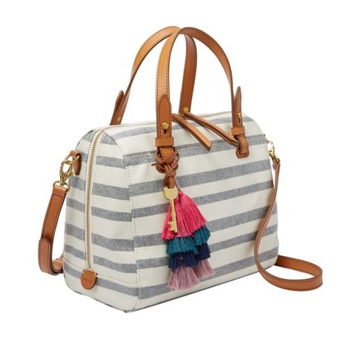 Fossil Rachel Satchel Handbags Blue Stripe- Zb7714566