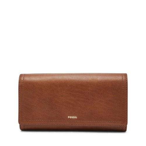 Fossil Logan Rfid Flap Clutch  Wallet Brown- Sl7833200