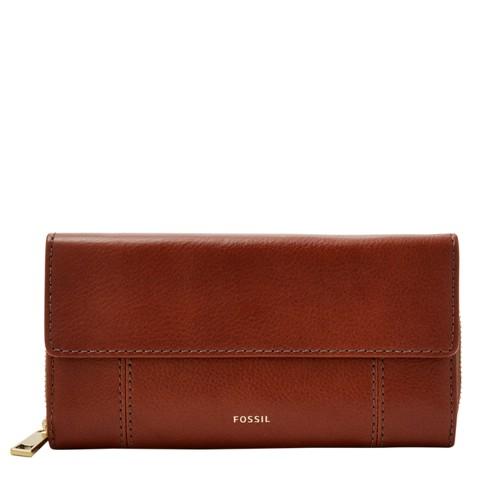 Fossil Jori Rfid Flap Clutch  Wallet Medium Brown- Swl3009210